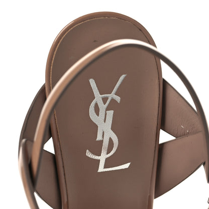 Saint Laurent Patent Tribute 105 Platform Sandals 38.5 Nude Powder 8 of 10