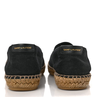 Saint Laurent Canvas Nappa Elba Light Logo Embroidered Espadrilles 39 Black 5 of 10
