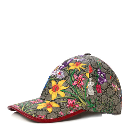 Gucci GG Supreme Flora Claudia Baseball Hat 58 L Red 1 of 7