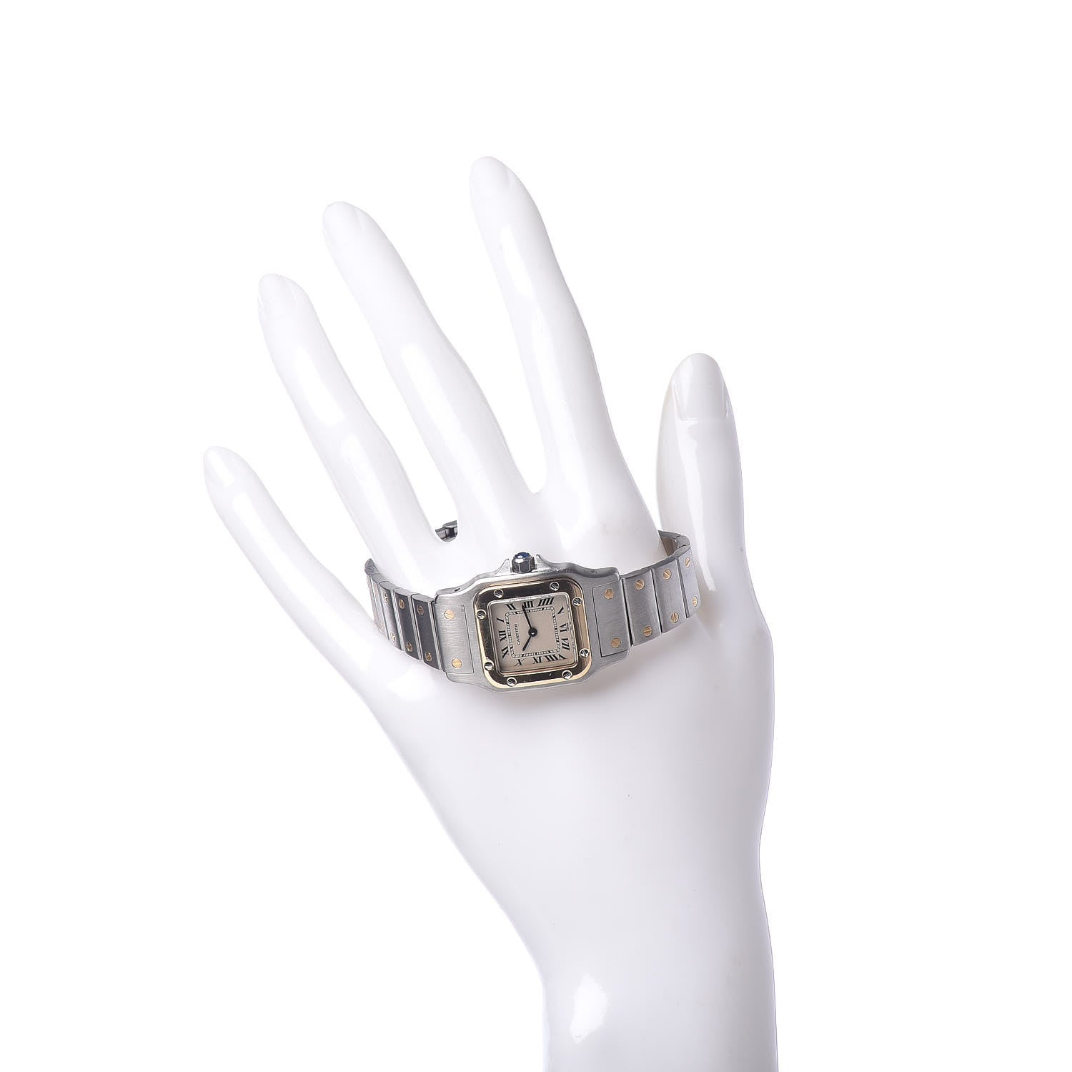 Cartier Stainless Steel 18K Yellow Gold 24mm Santos De Cartier Galbee Quartz Watch 2 of 7
