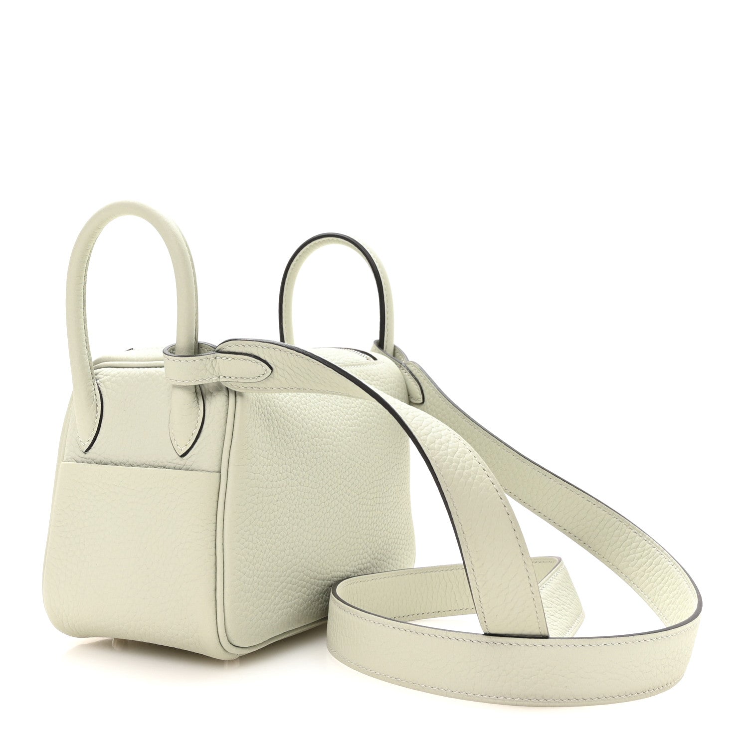 Hermes Taurillon Clemence Mini Lindy 20 Gris Neve 3 of 11
