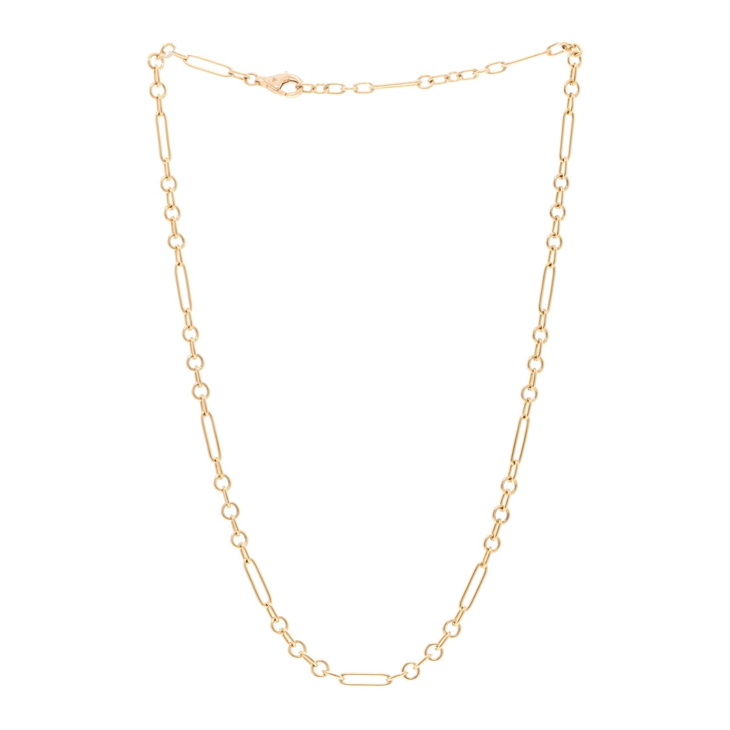 18K Yellow Gold Fine Mixed Clip Chain Necklace