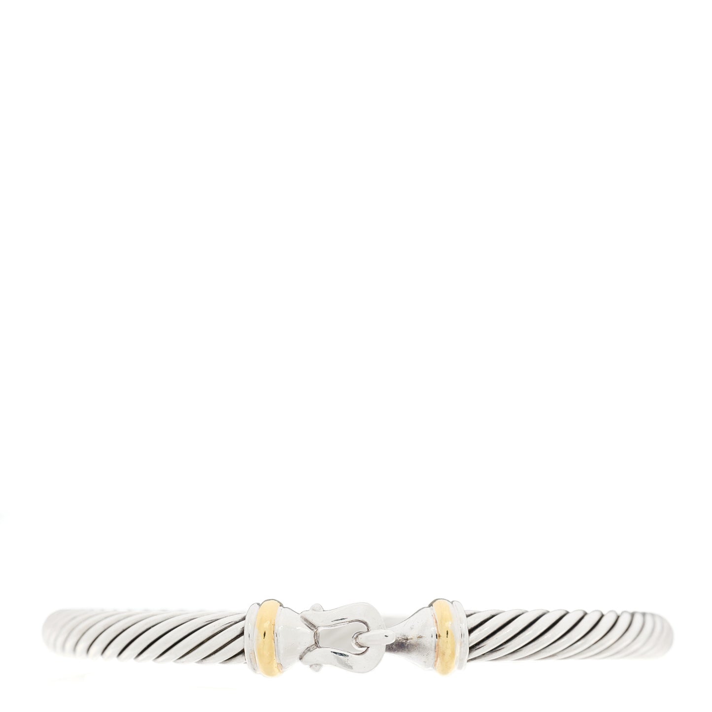 Sterling Silver 18K Yellow Gold 5mm Cable Classic Buckle Bracelet
