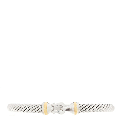David Yurman Sterling Silver 18K Yellow Gold 5mm Cable Classic Buckle Bracelet 1 of 3