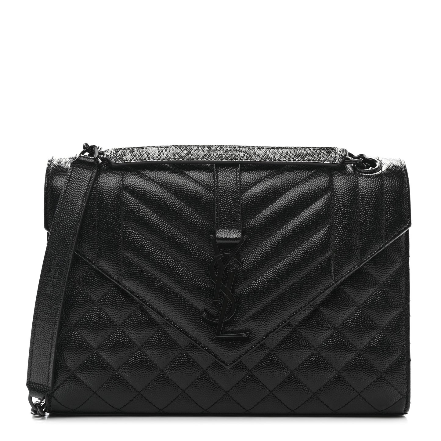 Grain De Poudre Textured Mixed Matelasse Triquilt Medium Monogram Monochrome Satchel Black
