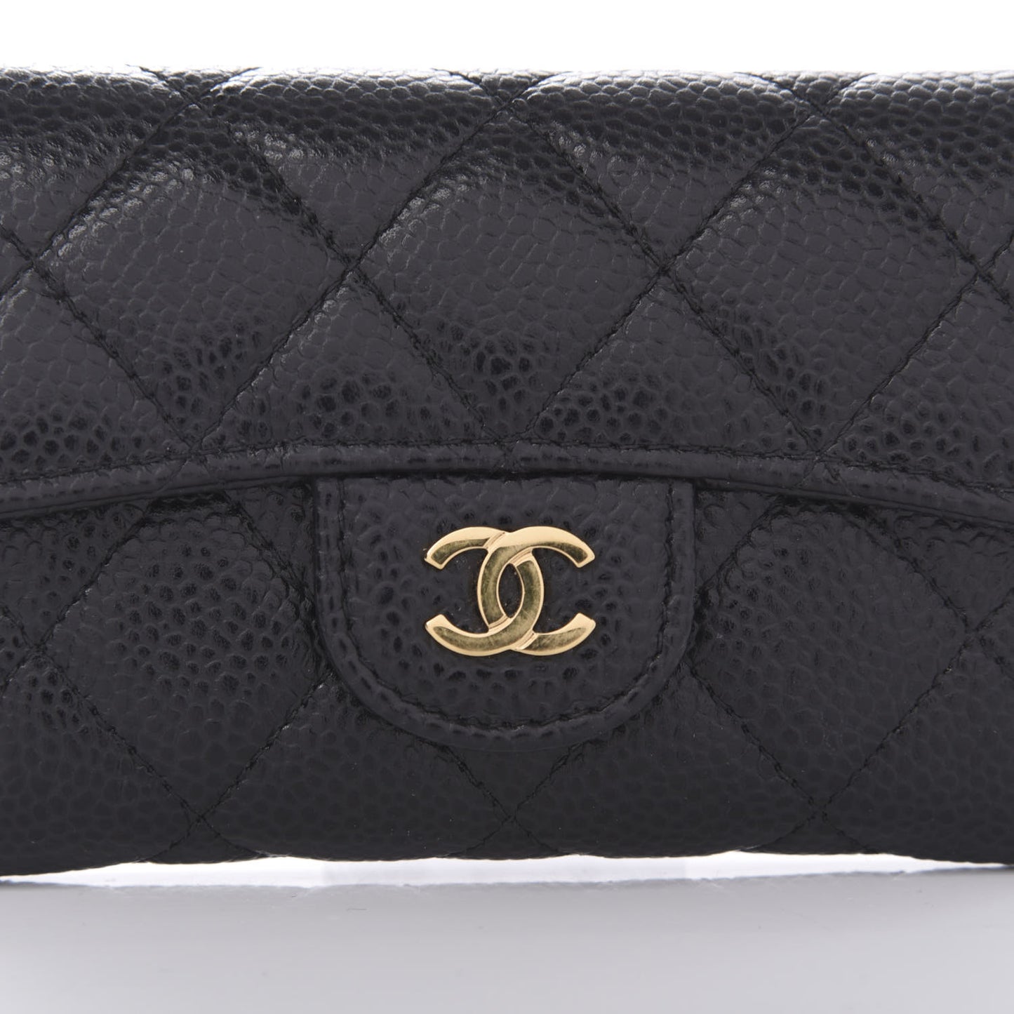 Caviar Quilted Flap Card Holder Black