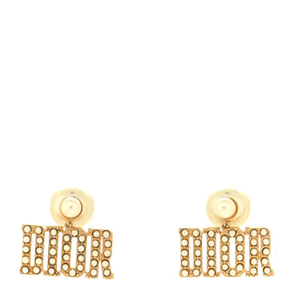 Christian Dior Metal Pearl Tribal Drop Earrings Gold 1 of 4