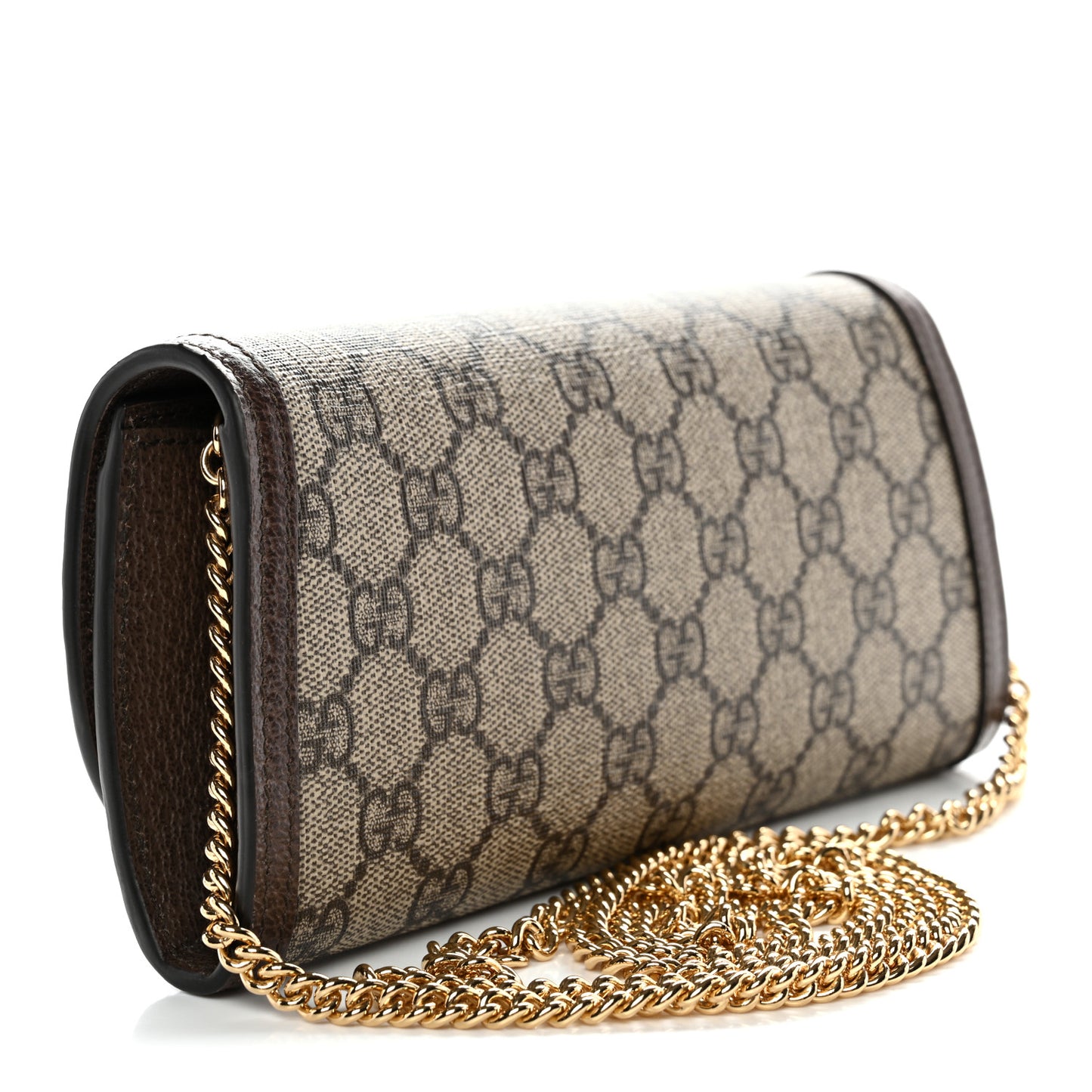 GG Supreme Monogram Textured Dollar Calfskin Blondie Continental Chain Wallet Beige Ebony New Acero