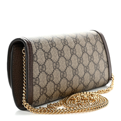 Gucci GG Supreme Monogram Textured Dollar Calfskin Blondie Continental Chain Wallet Beige Ebony New Acero 3 of 12
