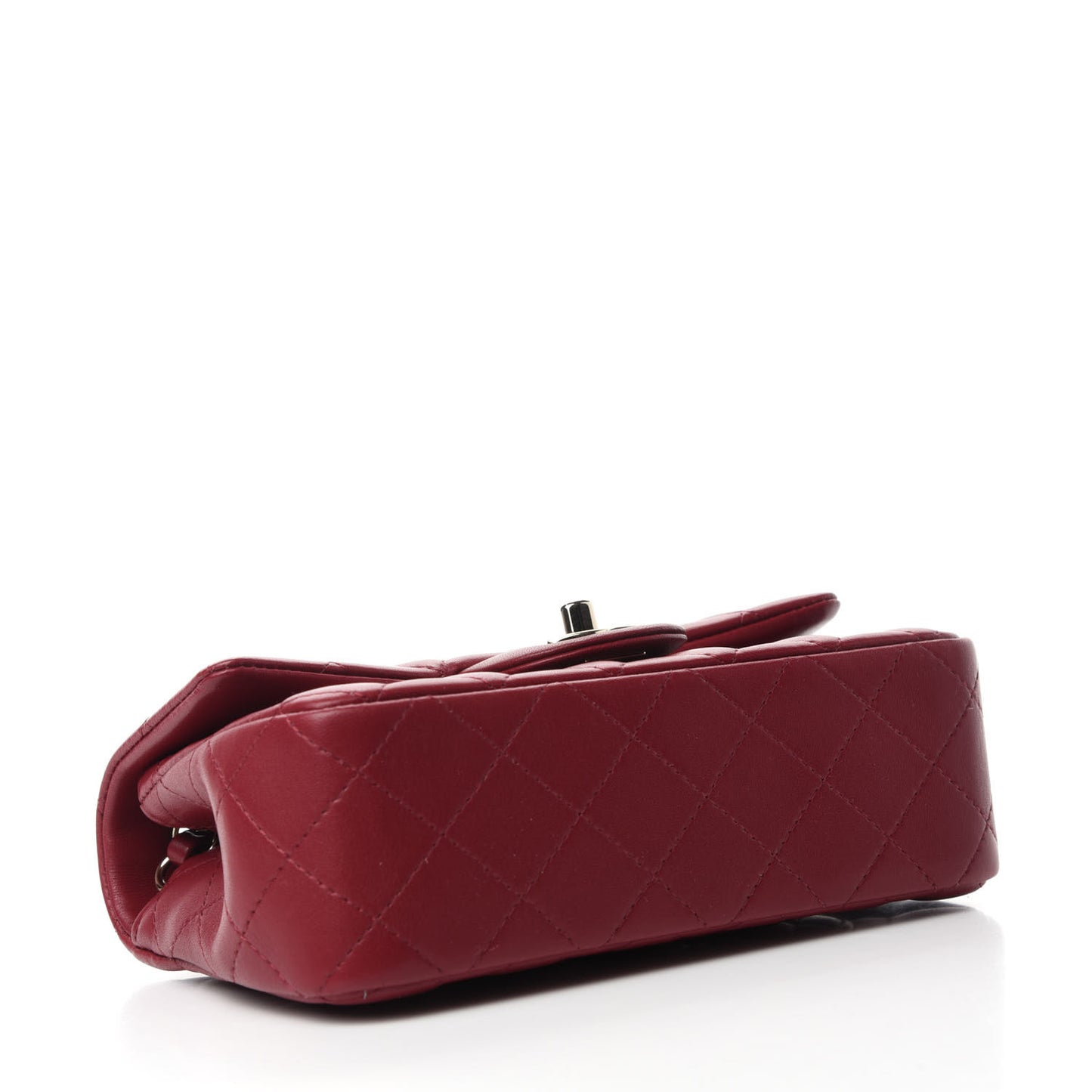 Lambskin Quilted Mini Rectangular Flap Burgundy