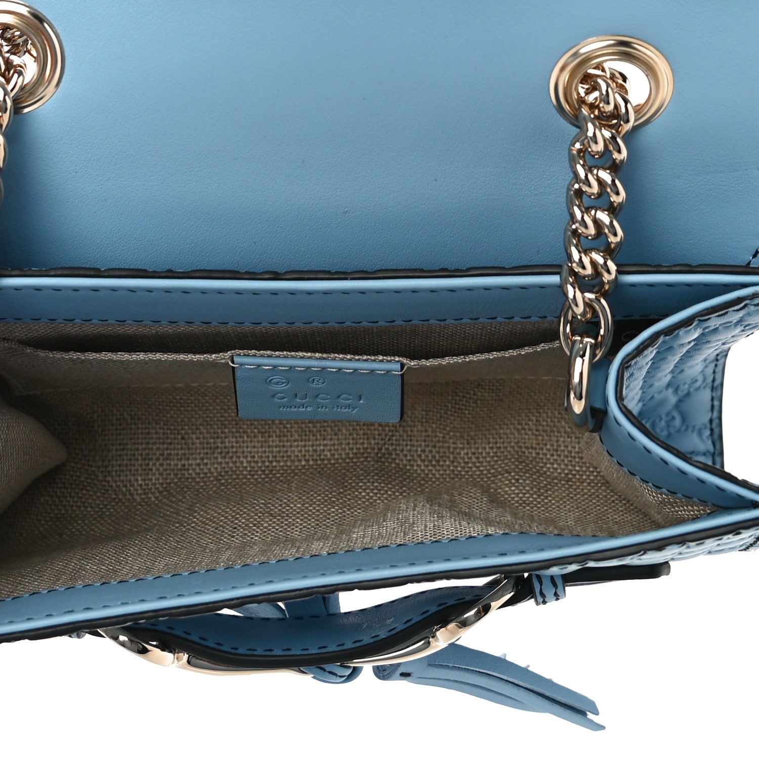 Gucci Soft Microguccissima Mini Emily Chain Shoulder Bag Mineral Blue 5 of 11