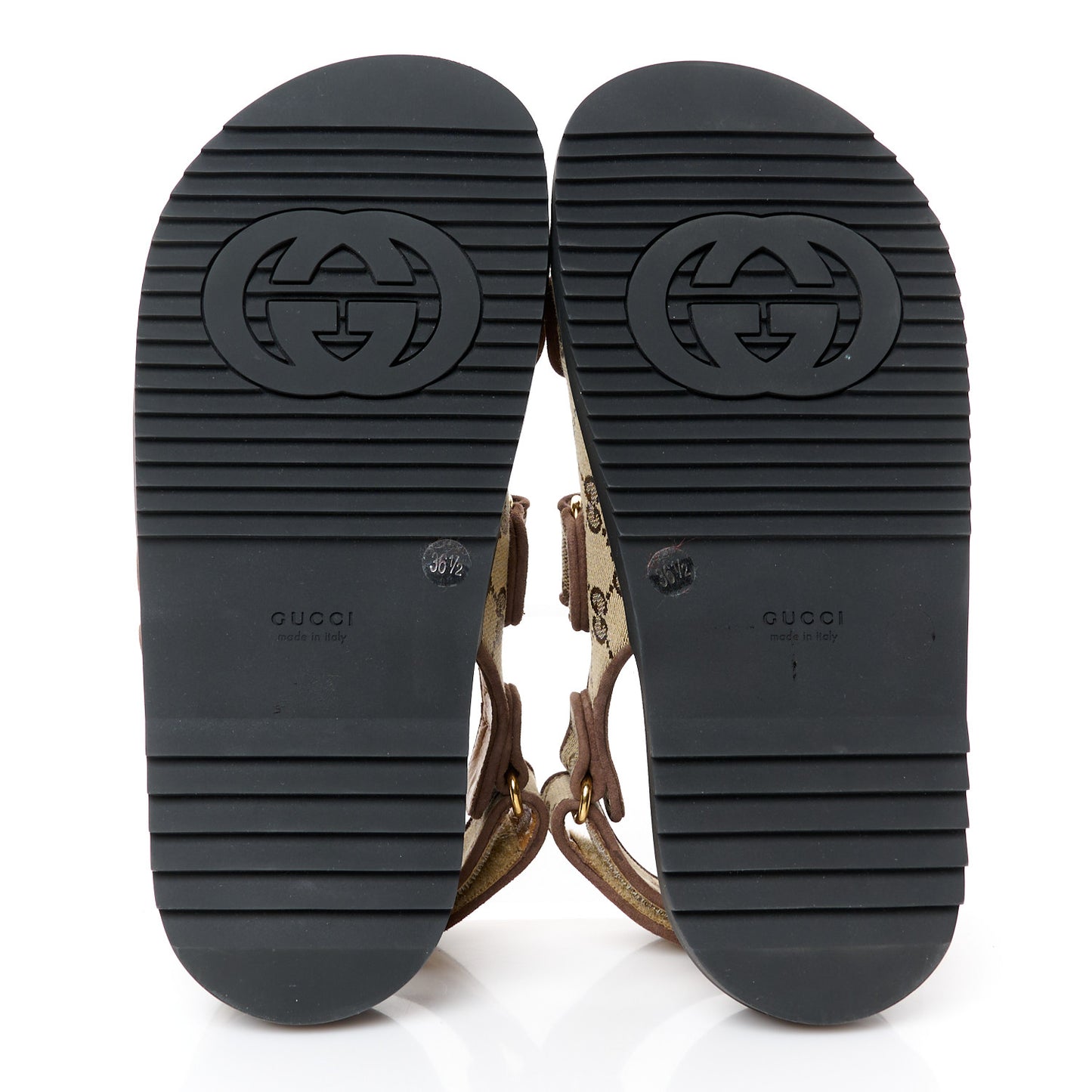 Monogram Kid Scamosciato Double G Womens Dad Sandals 36.5 Beige Ebony New Acero