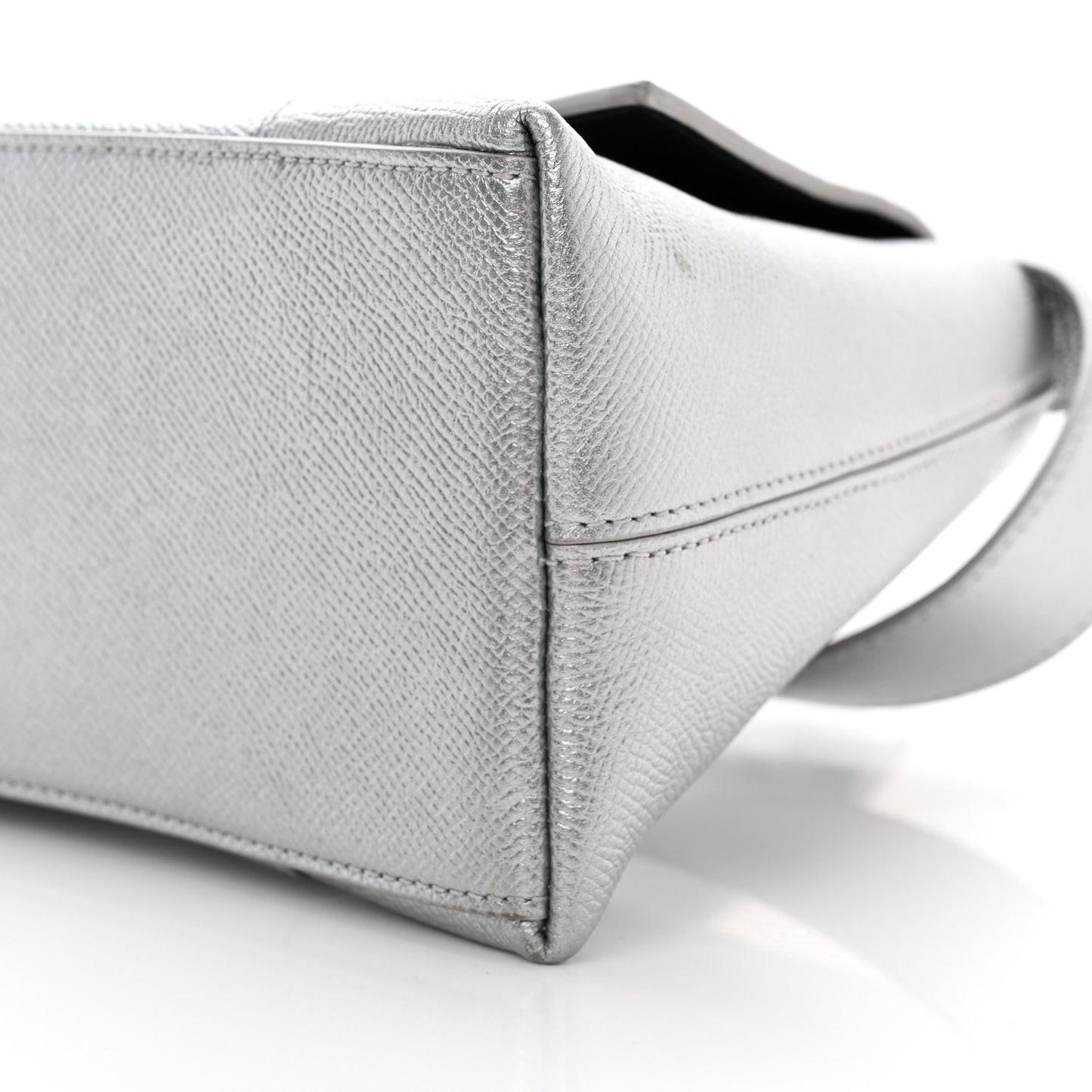 Metallic Soft Textured Calfskin Small Downtown Shoulder Bag Silver