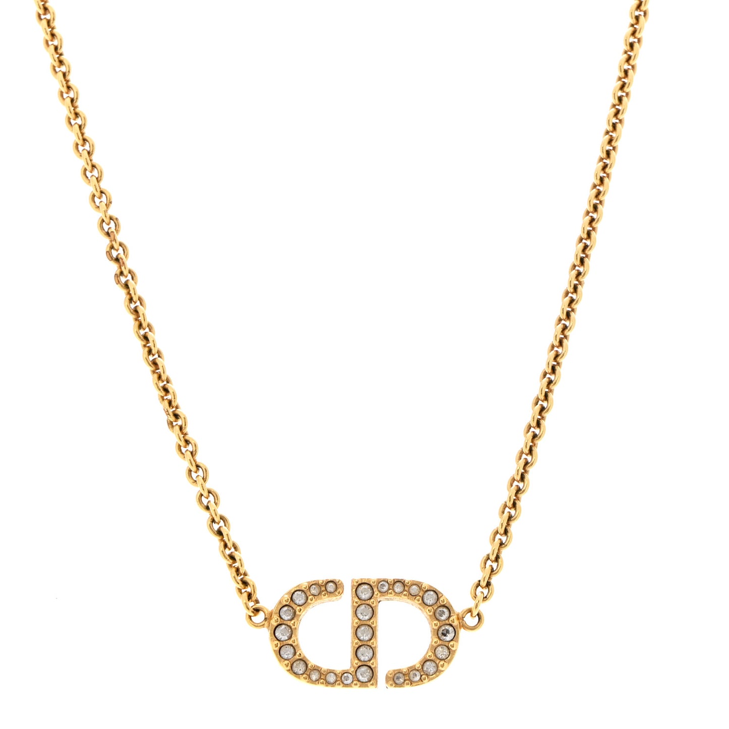Metal Crystal Clair D Lune Necklace Gold