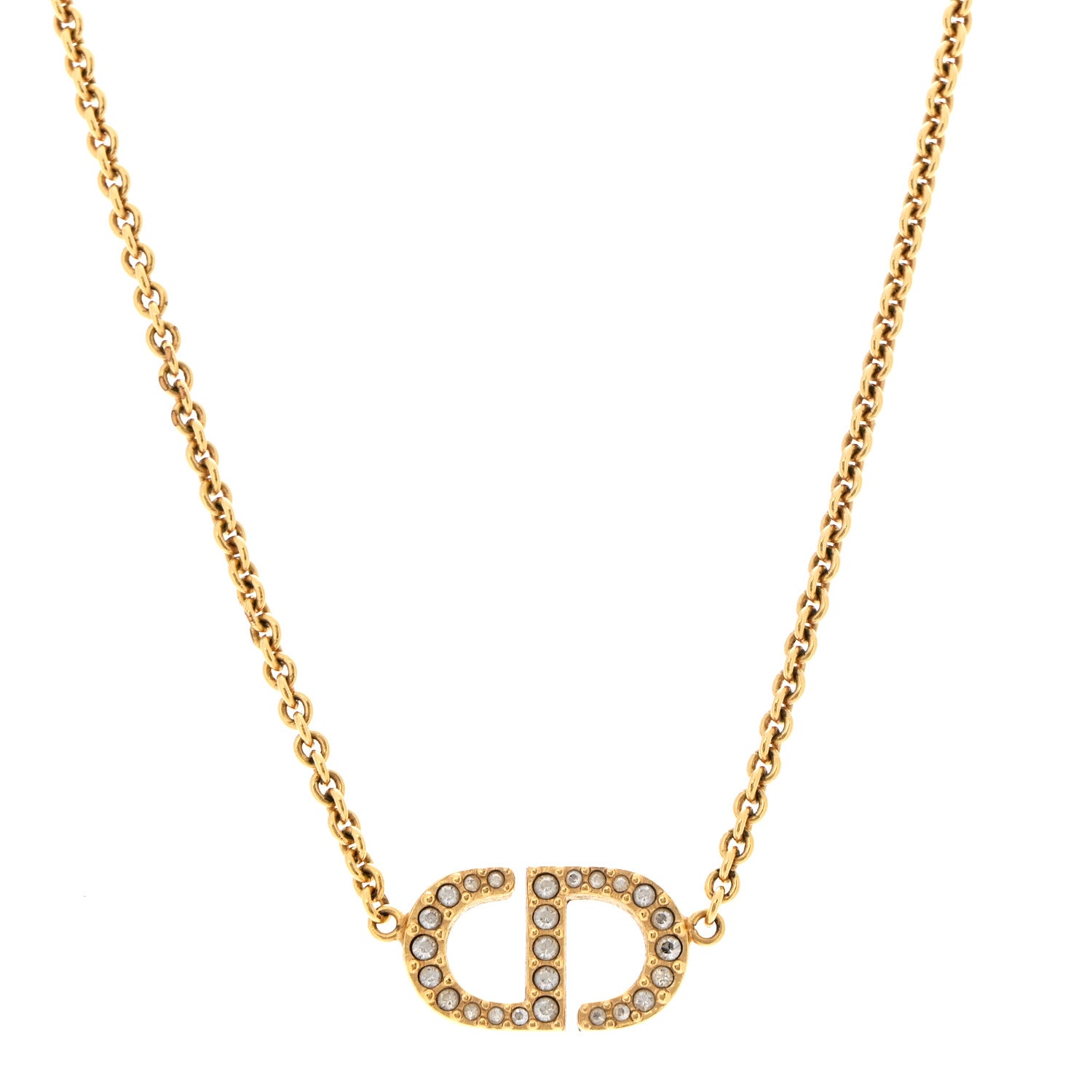Christian Dior Metal Crystal Clair D Lune Necklace Gold 4 of 7
