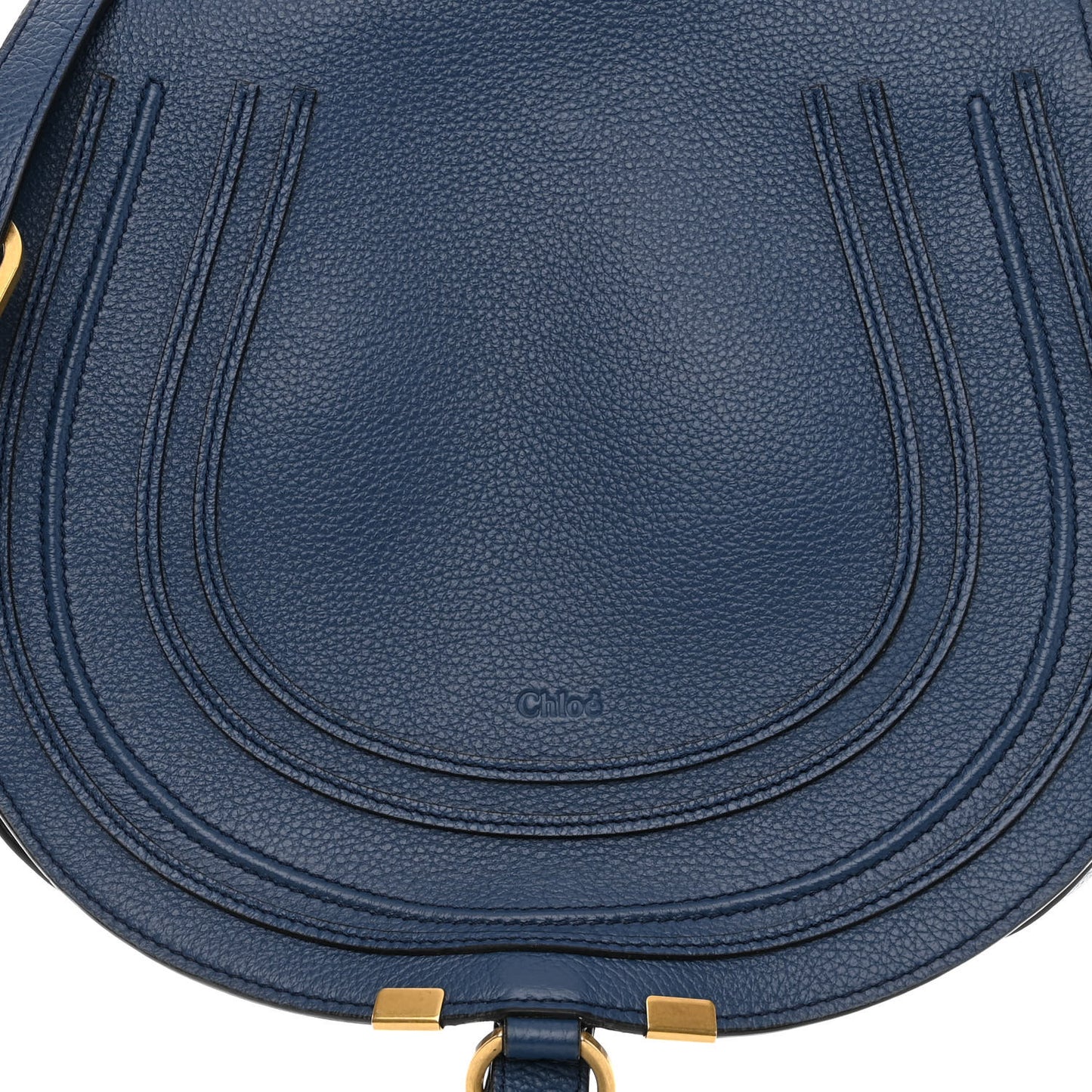 Calfskin Medium Marcie Round Crossbody Bag Royal Navy