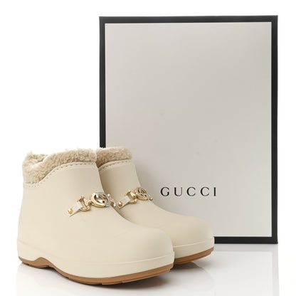 Gucci Rubber Wool Womens Crossy Ankle Boots 35 Mystic White Butterscotch 9 of 9