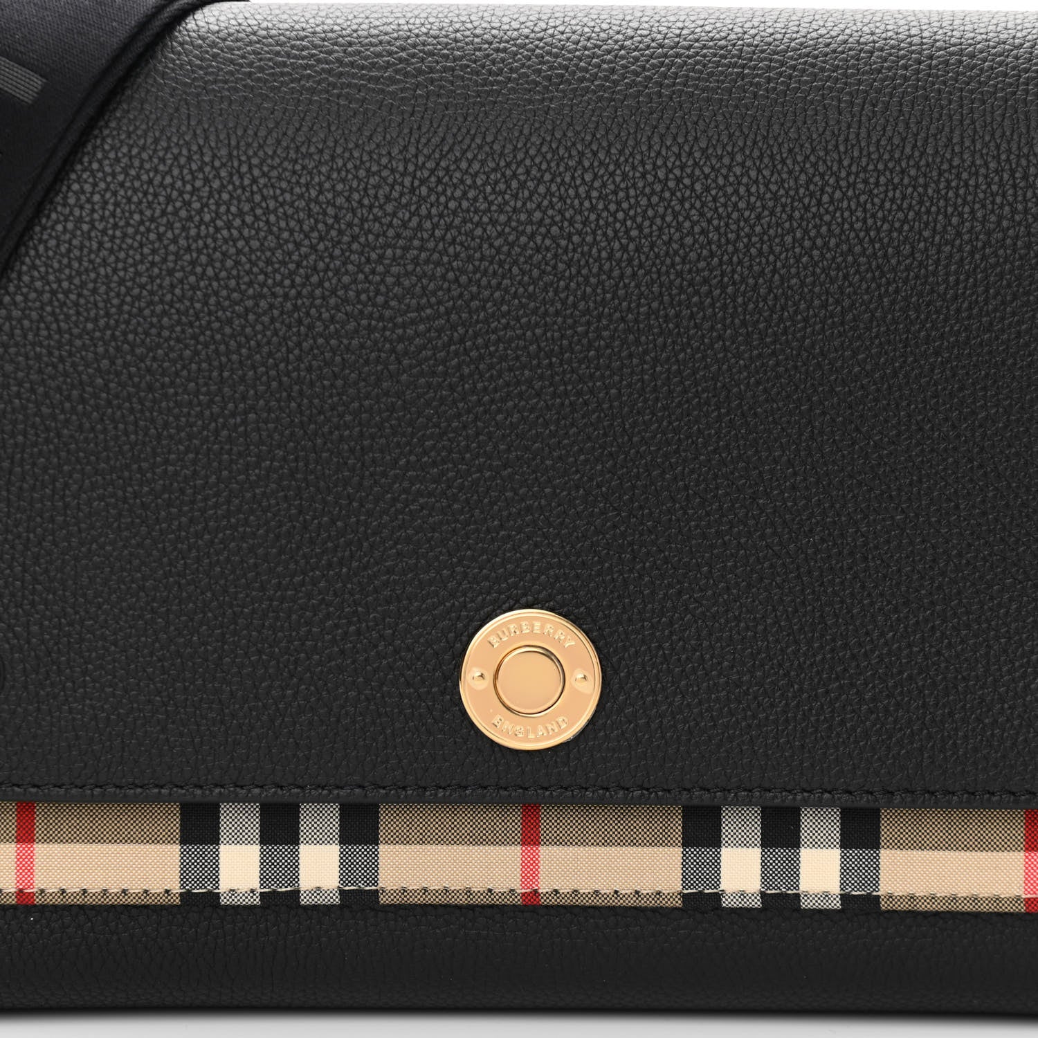 Burberry Grainy Calfskin Vintage Check Note Crossbody Bag Black 7 of 10