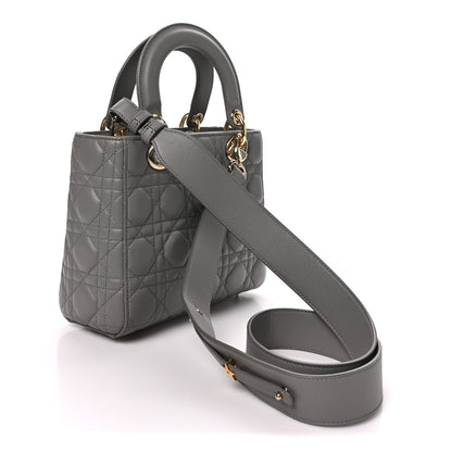 Christian Dior Lambskin Cannage Small My ABCDior Lady Dior Grey 3 of 10