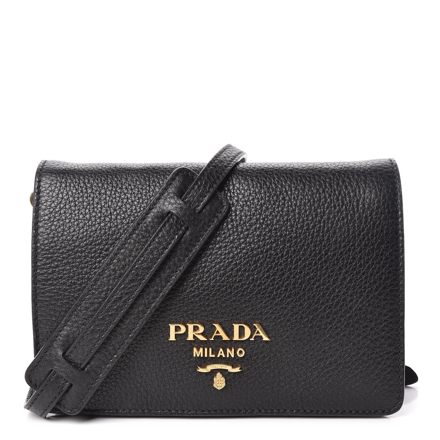 Prada Vitello Daino Flap Crossbody Black 1 of 11
