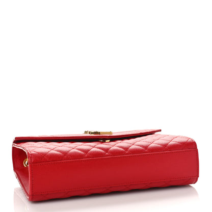 Saint Laurent Grain De Poudre Textured Mixed Matelasse Triquilt Medium Monogram Satchel New Red 4 of 8