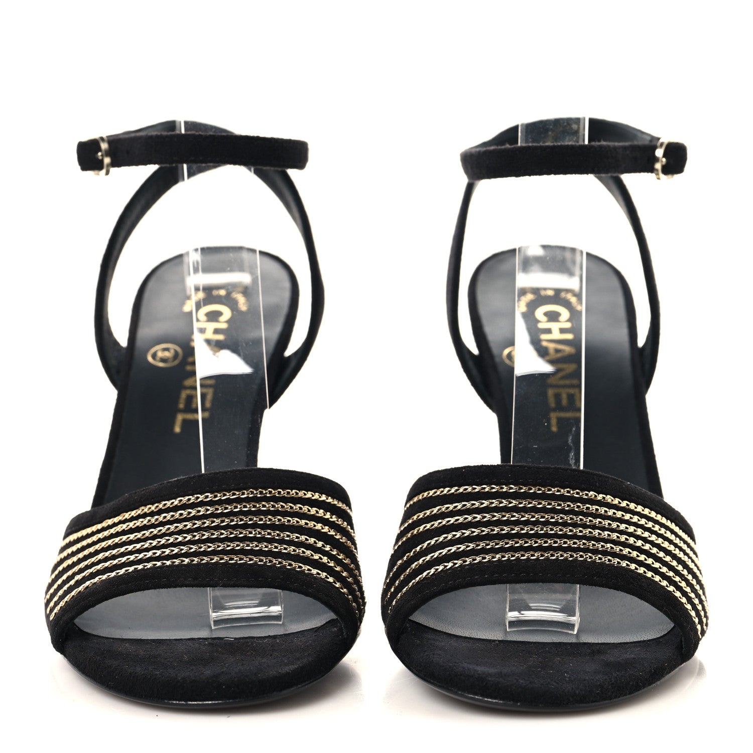 Chanel Suede Kidskin Chain Sandals  36 Black 3 of 10