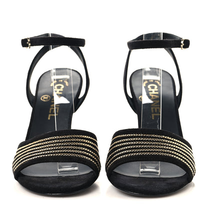 Chanel Suede Kidskin Chain Sandals  36 Black 3 of 10