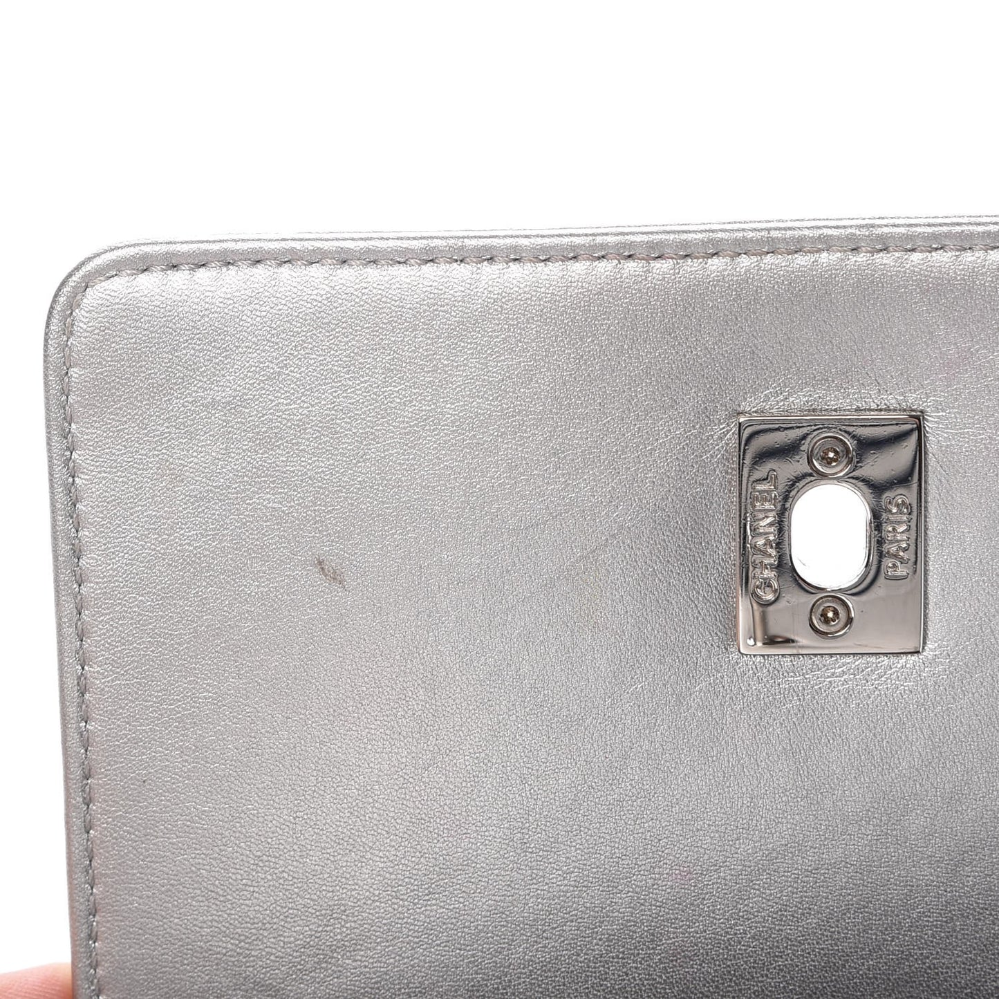 Metallic Calfskin Mini Propeller Flap Silver