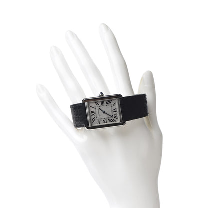 Cartier Stainless Steel Alligator 27mm Tank Solo Quartz Watch 2 of 8