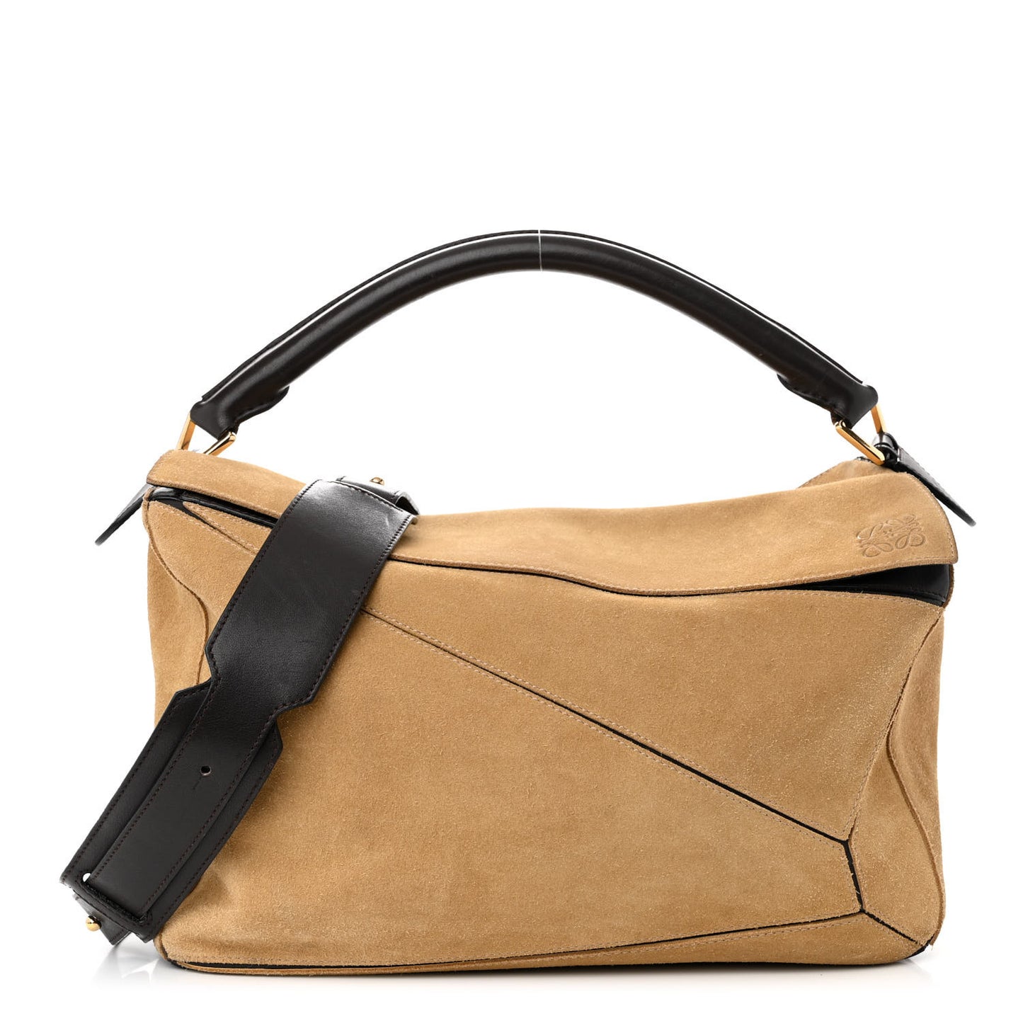 Suede Medium Puzzle Bag Gold