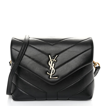 Saint Laurent Calfskin Y Quilted Monogram Toy Loulou Crossbody Bag Black 1 of 9
