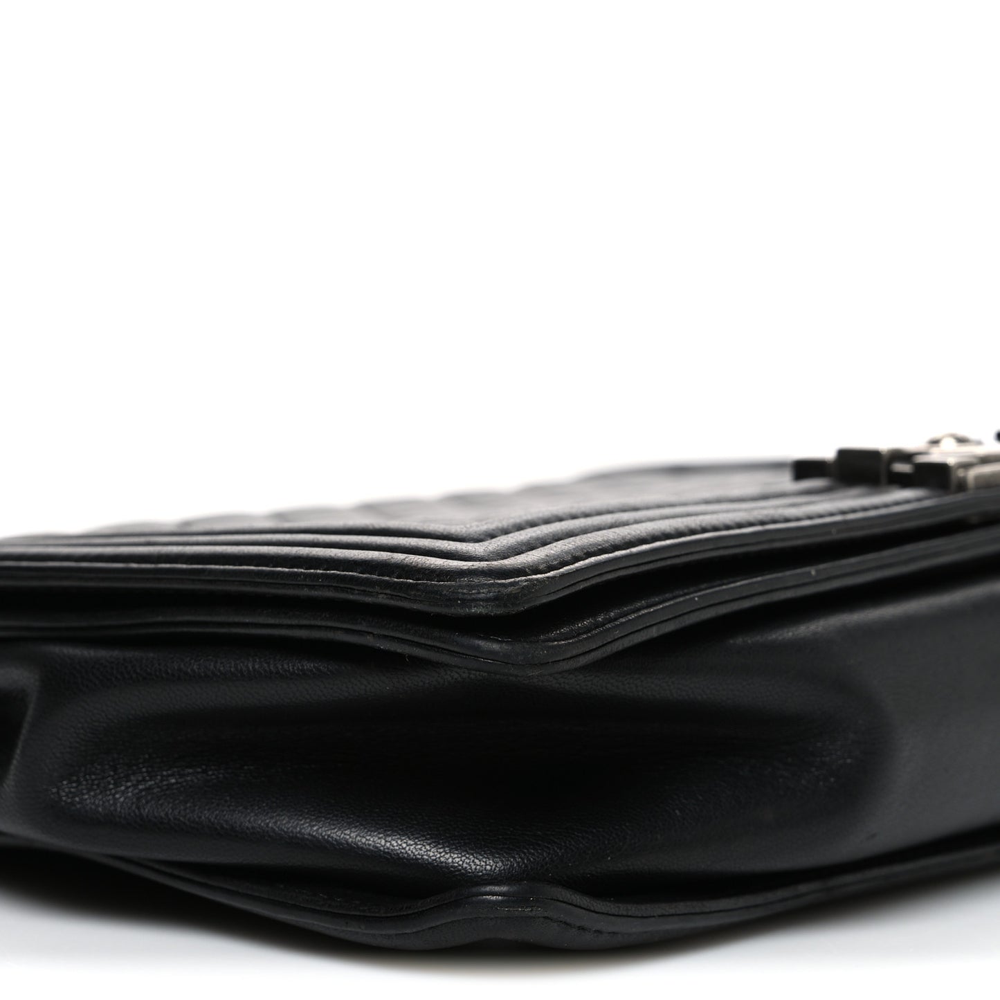 Lambskin Quilted Large Boy Flap Black