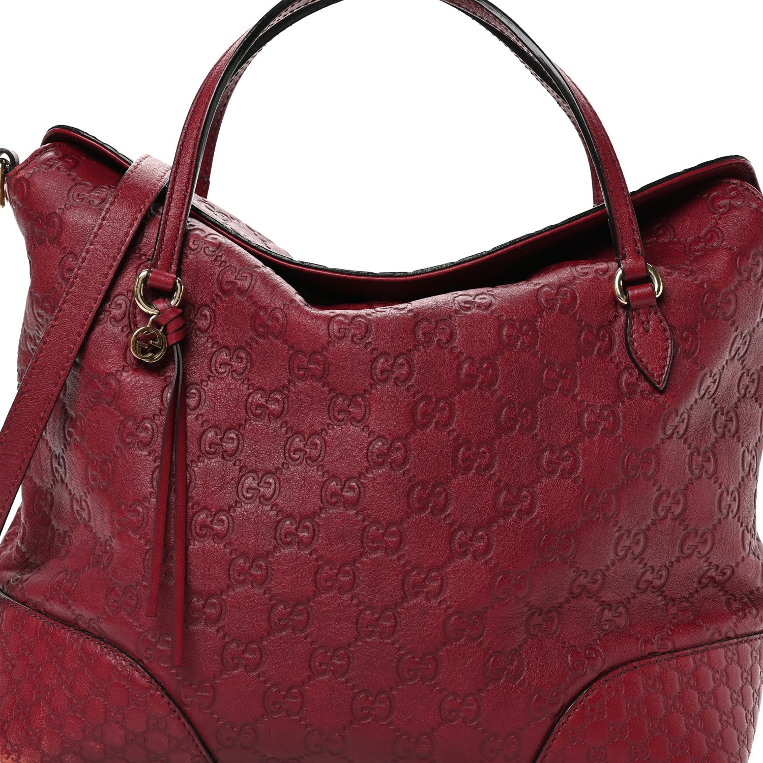Gucci Guccissima Medium Bree Foldover Tote Classic Ruby 8 of 11