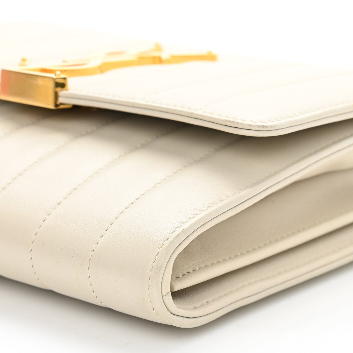 Lambskin Matelasse Monogram Vicky Chain Wallet Off White