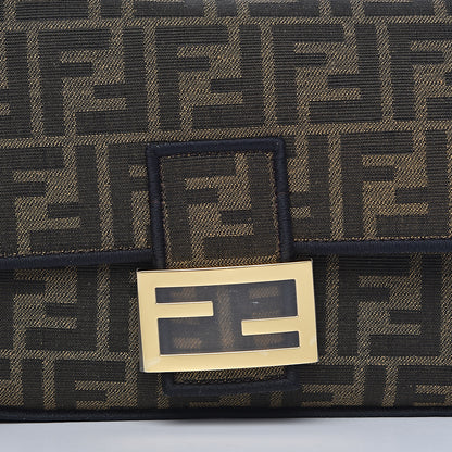 Fendi Fabric Jacquard FF 1974 Medium Baguette Tobacco Moro Black 10 of 10