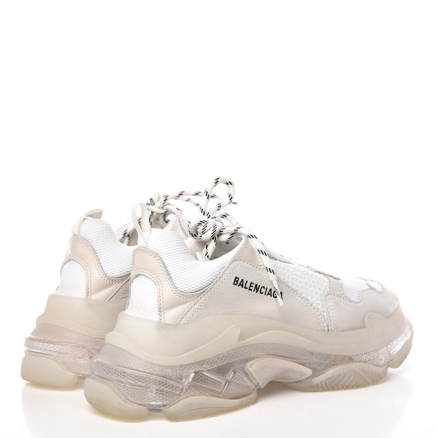 Balenciaga Fabric Mesh Clear Sole Mens Triple S Sneakers 40 White 4 of 15