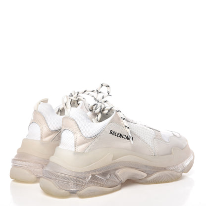 Balenciaga Fabric Mesh Clear Sole Mens Triple S Sneakers 40 White 4 of 15