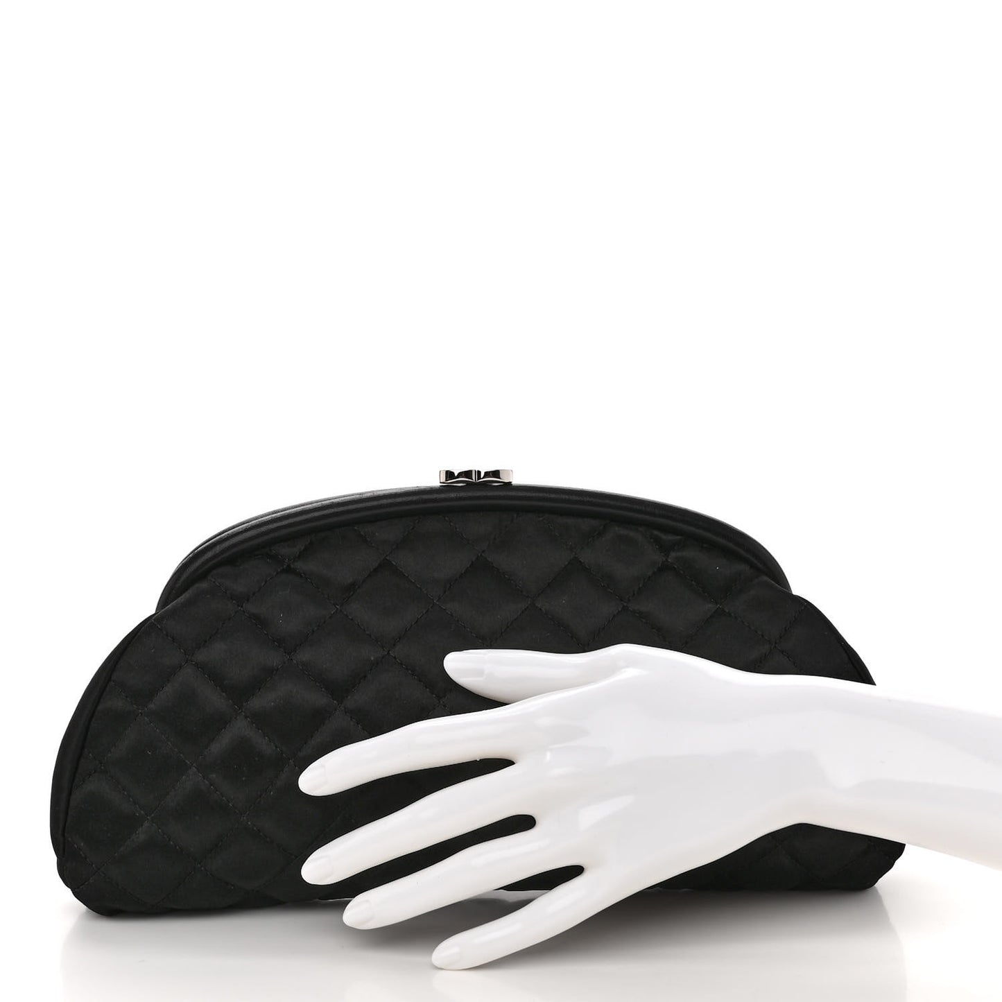 Satin Quilted Timeless Clutch Black