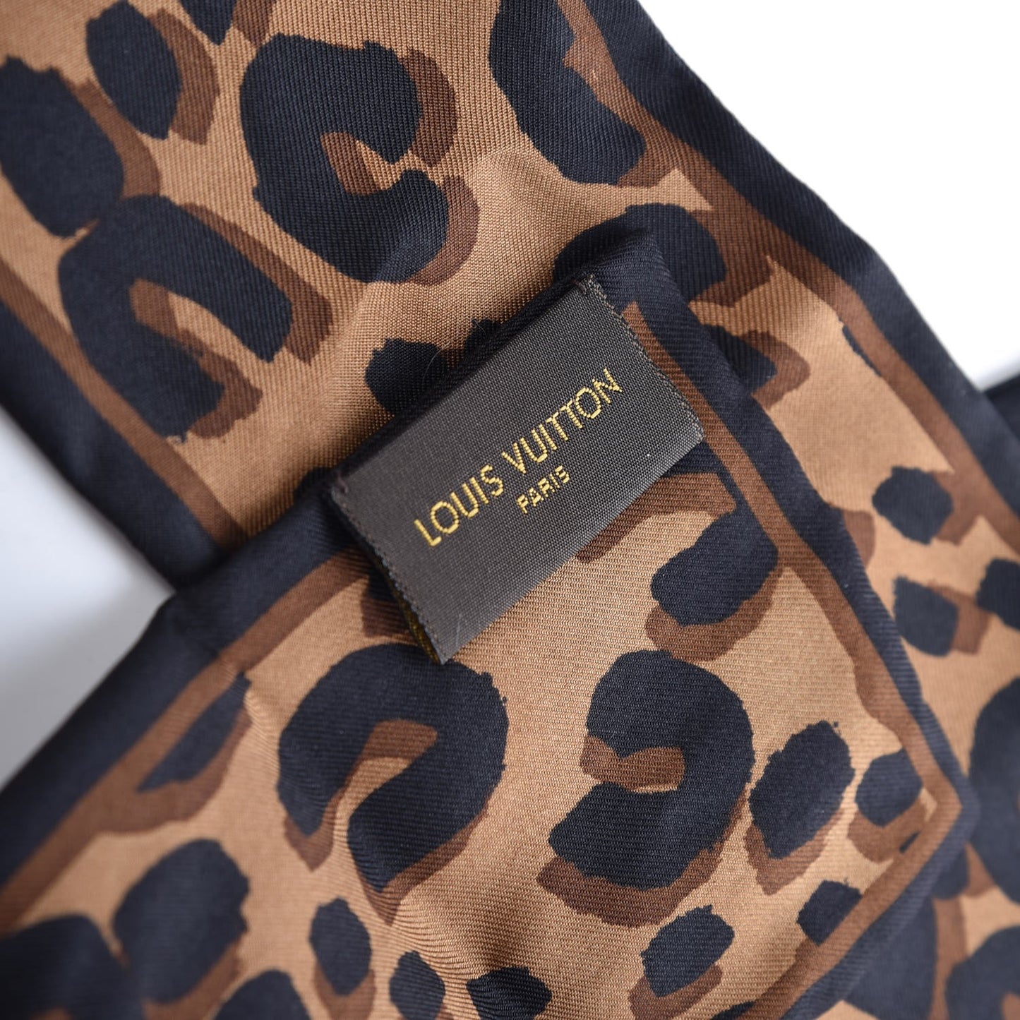 Silk Leopard Bandeau Scarf Marron