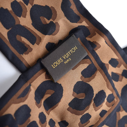 Louis Vuitton Silk Leopard Bandeau Scarf Marron 4 of 4