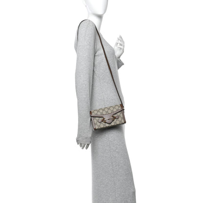 Gucci GG Supreme Monogram Mini Horsebit 1955 Shoulder Bag Beige Brown Sugar 3 of 12