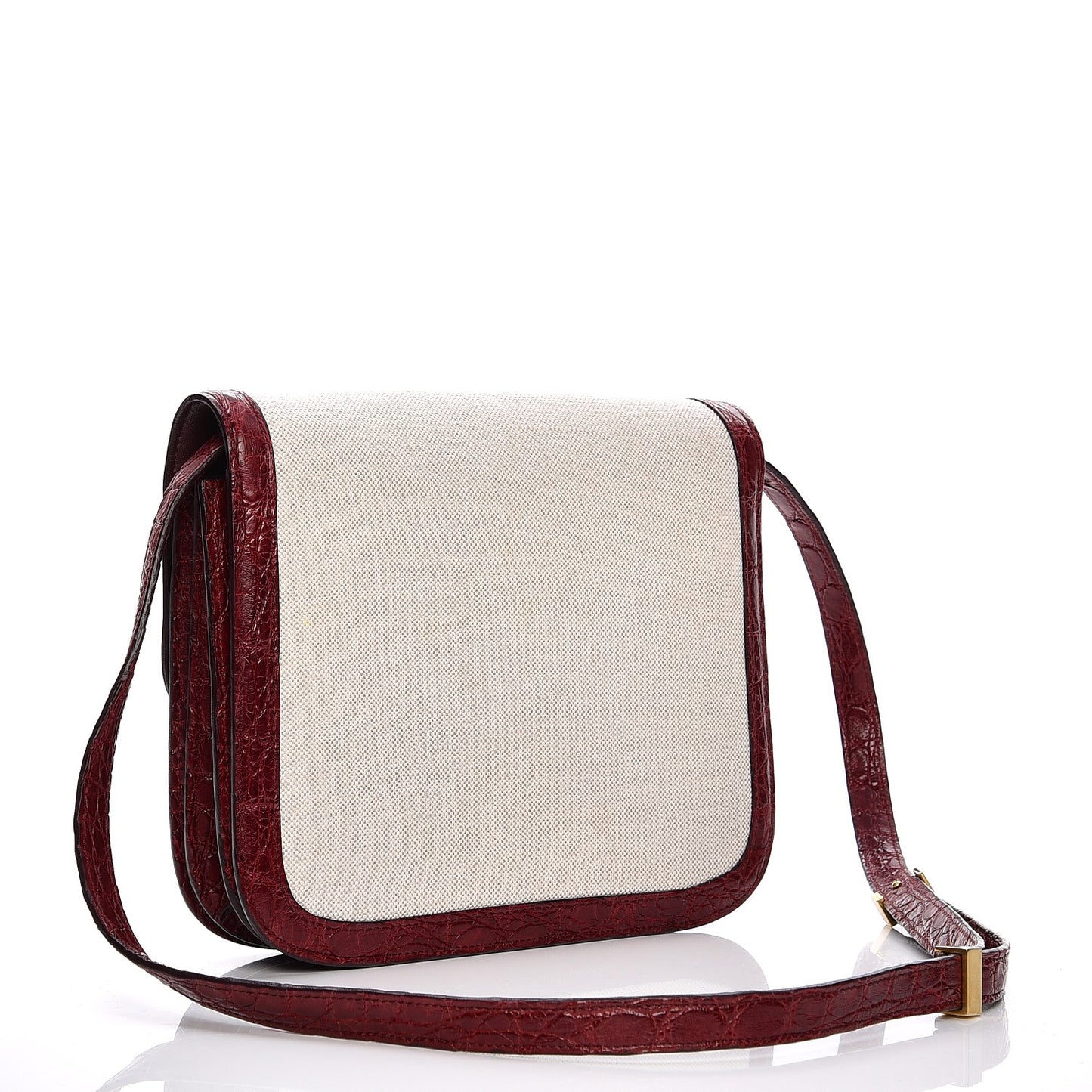 Canvas Calfskin Crocodile Embossed Medium Classic Box Flap Bag