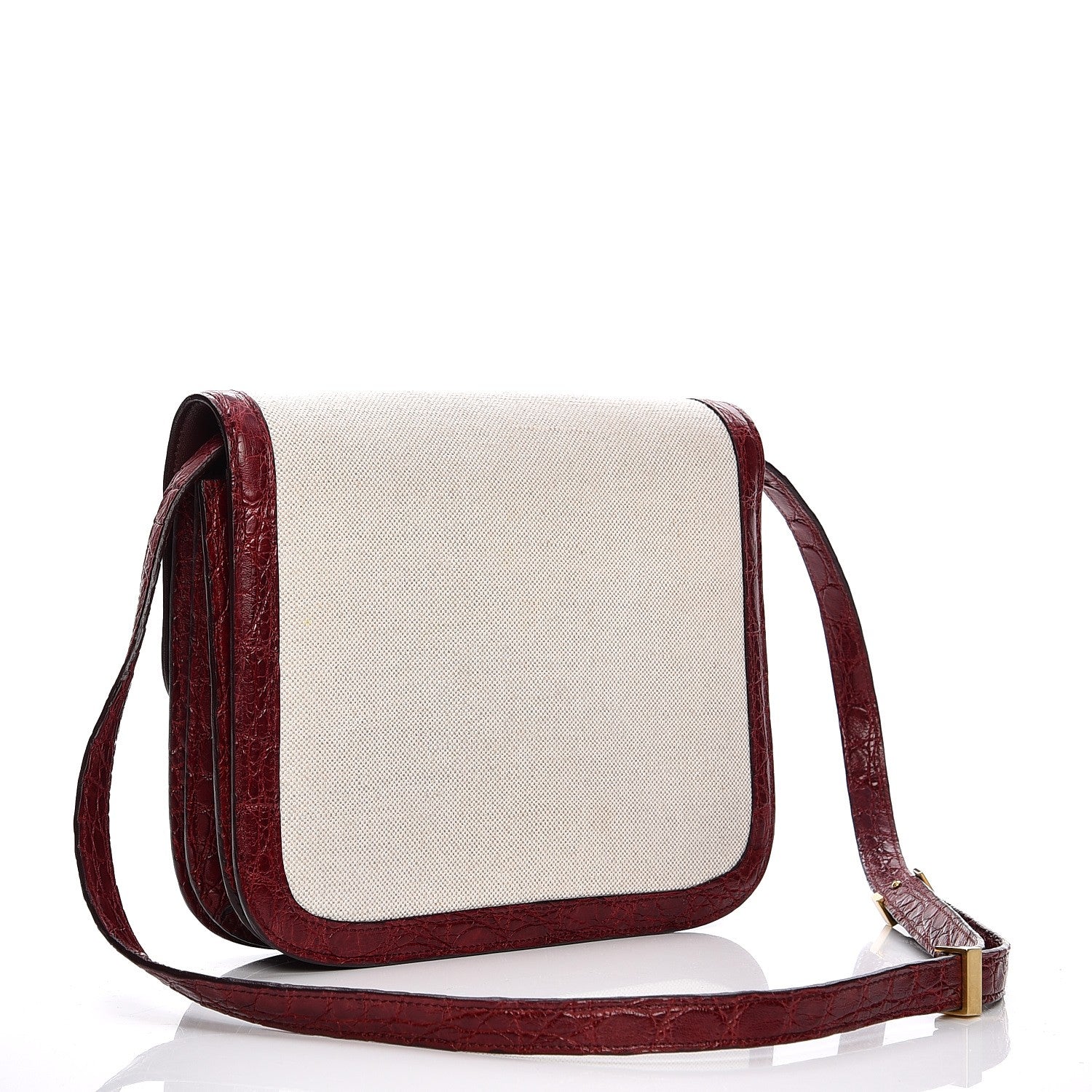 Celine Canvas Calfskin Crocodile Embossed Medium Classic Box Flap Bag 3 of 11