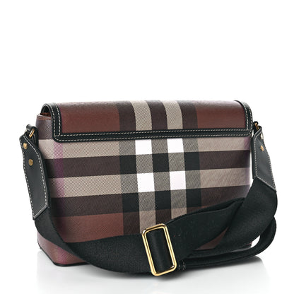 Burberry Calfskin Giant Check E-Canvas Note Crossbody Bag Dark Birch Brown 2 of 8