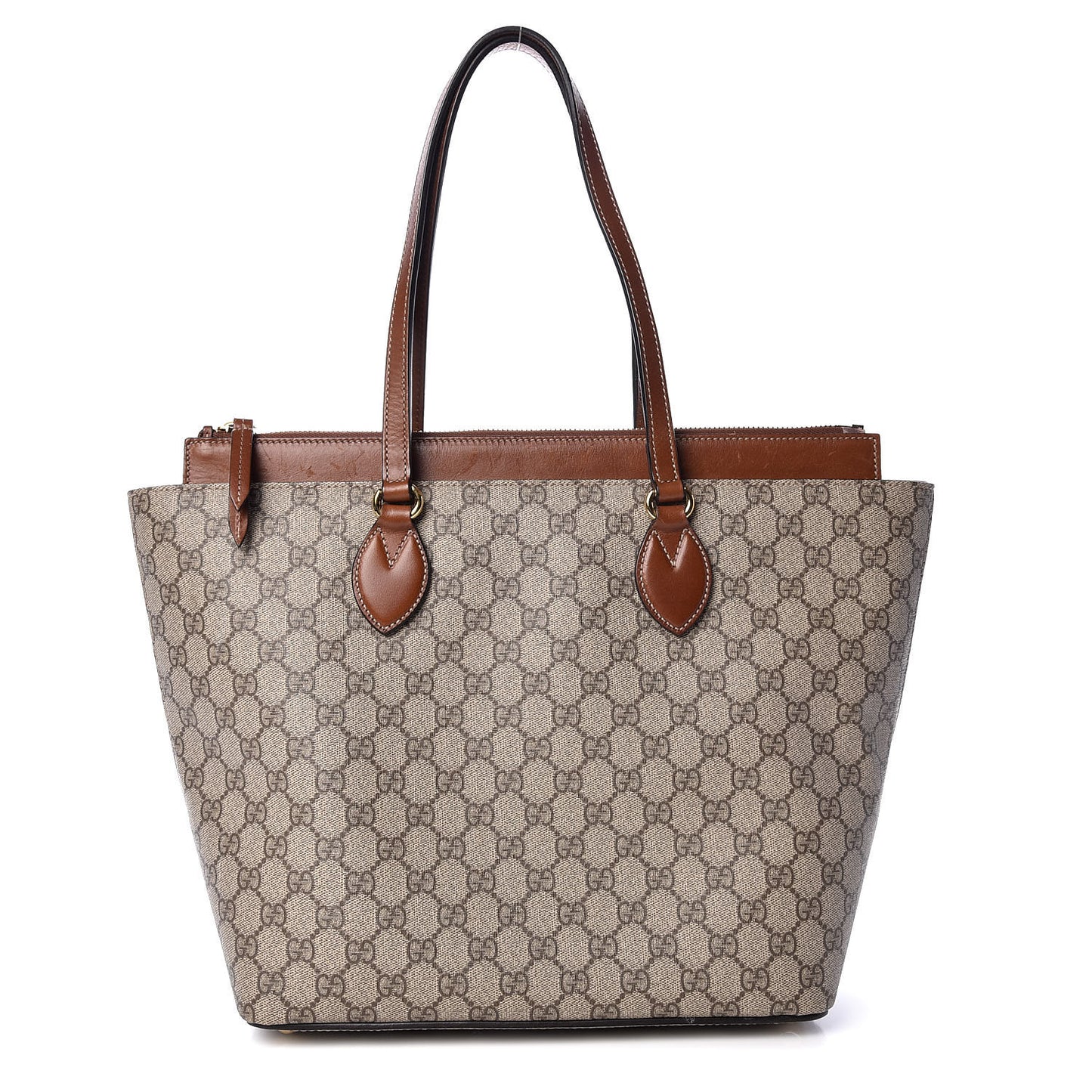 GG Supreme Monogram Medium Zippered Bucket Tote Beige Tuscany