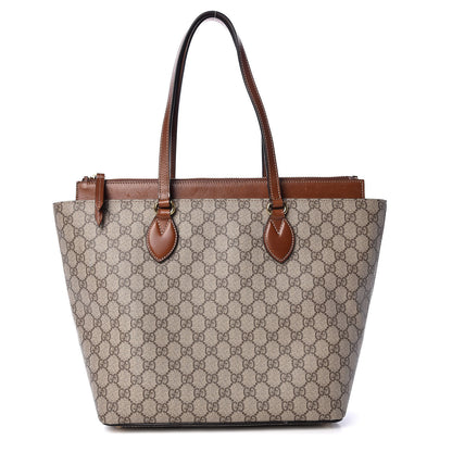Gucci GG Supreme Monogram Medium Zippered Bucket Tote Beige Tuscany 1 of 15