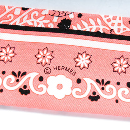 Hermes Silk Peuple Du Vent Bandana Twilly Rose Malabar Noir Blanc 5 of 6