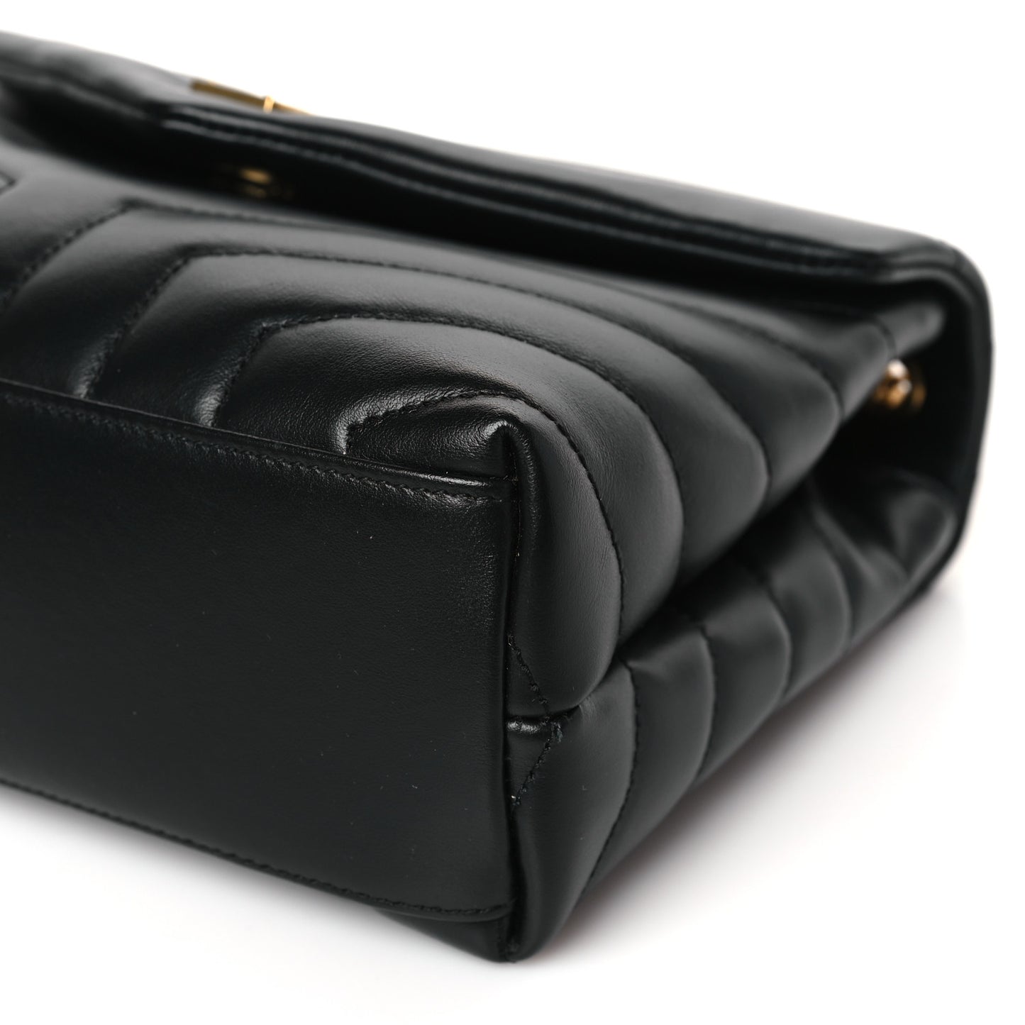 Calfskin Y Quilted Monogram Small Loulou Chain Satchel Black