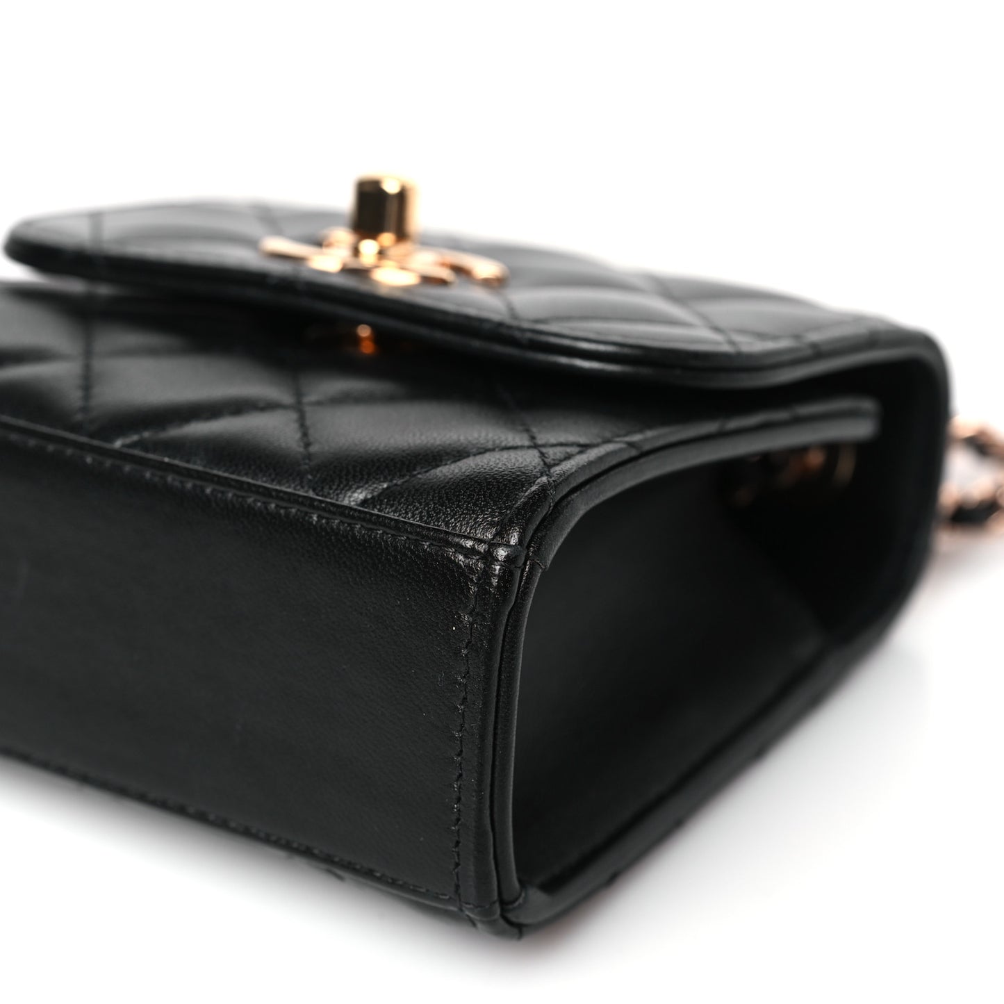 Lambskin Quilted Mini Trendy CC Chain Wallet Black