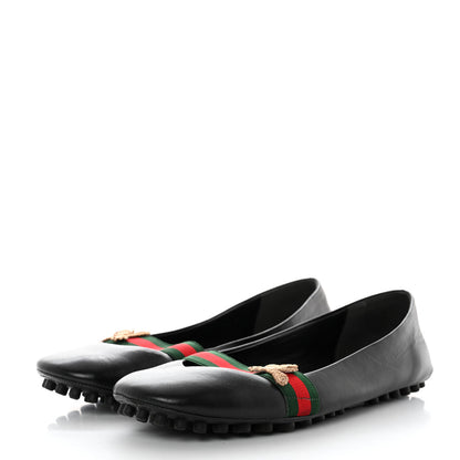 Gucci Calfskin Bayadere Bee Ballerina Flats 39.5 Black 3 of 10